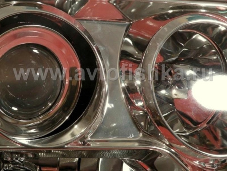 Mercedes W124 (84-93) фары передние линзовые хромированные, прозрачные, комплект 2 шт.