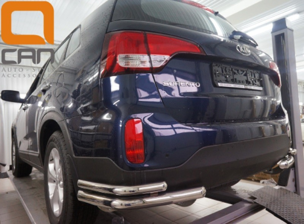 Kia Sorento (13–) Защита заднего бампера уголки d 60/42 мм, нерж.