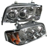 Mercedes C W202 (94-00) фары передние линзовые хромированные, с совмещенным поворотником, комплект 2 шт.