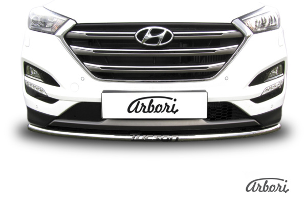 Защита переднего бампера Arbori d42 с надписью HYUNDAI Tucson 4WD 2015-