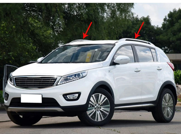 Kia Sportage с 2010 года рейлинги на крышу продольные алюминиевые серебристые