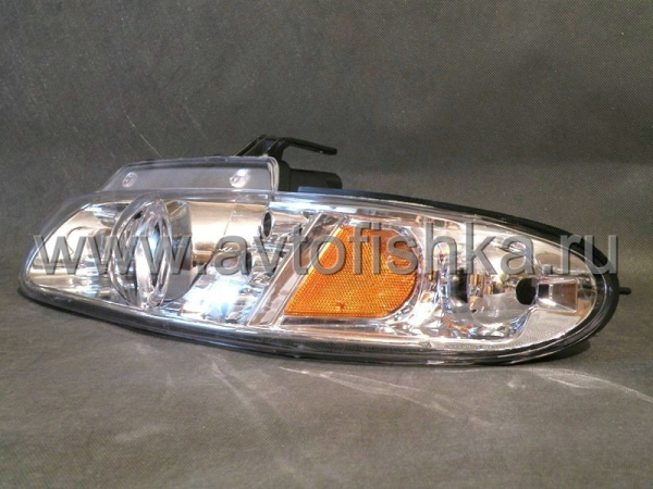 Chrysler Town&Country, Dodge Caravan, Plymouth Voyager (96-00) фары передние линзовые хромированные со светящимися ободками и светодиодной подсветкой, комплект 2 шт.