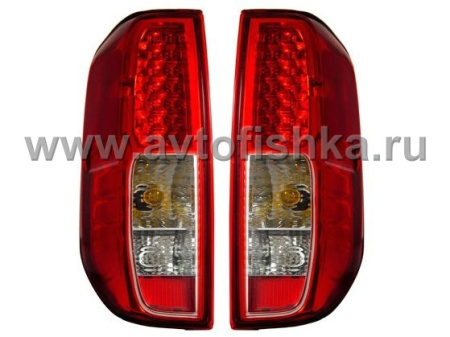 Nissan Navara (05-12) фонари задние светодиодные красно-хромированные, комплект 2 шт.