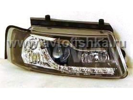 Volkswagen Passat B5 (97-00) фары передние с поворотниками черные линзовые с DRL