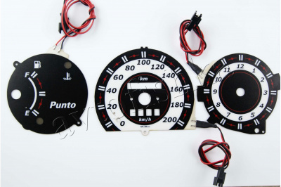 Fiat Punto 1 светодиодные шкалы (циферблаты) на панель приборов - дизайн 1