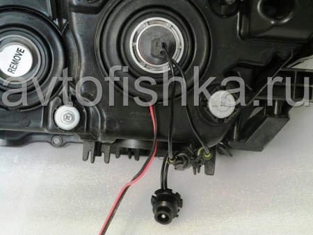 Mitsubishi Pajero 4 (2006-) фары передние линзовые черные со светящимися ободками под электрокорректор, комплект 2 шт.