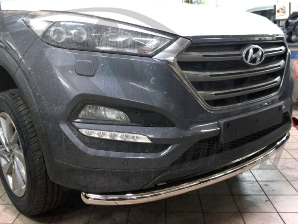 Hyundai Tucson (16–) Защита переднего бампера одинарная d 60 мм, нерж.