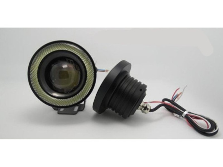 Универсальные линзовые противотуманные фары с ангельскими глазками COB, комплект 2 шт.