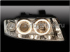Audi A4 (01-04) фары передние линзовые хромированные, со светящимися ободками, под ксенон и корректор, комплект 2 шт.