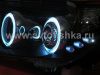 Toyota Land Cruiser 200 (08-) фары передние линзовые черные, со светящимися ободками, комплект 2 шт.