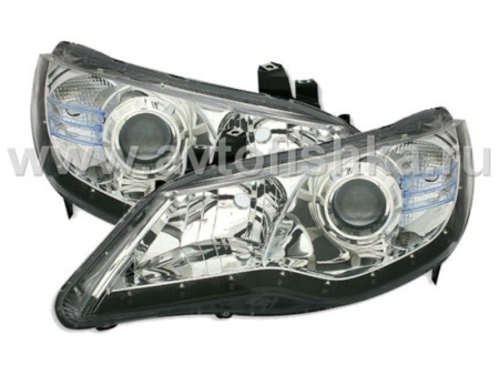 Honda Civic VIII 06- фары передние линзовые хромированные, со светодиодной подсветкой, под корректор, комплект 2 шт.