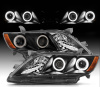 Toyota Camry XV40 (2006-2009) фары передние линзовые черные, со светящимися ободками