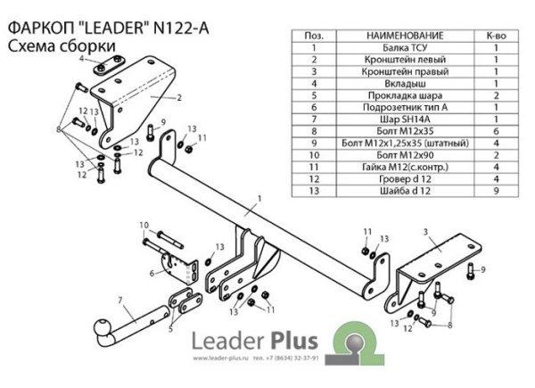 Nissan X-Trail (14–) Фаркоп (тягово-сцепное устройство)
