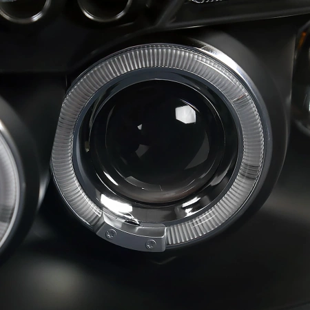 Dodge Caliber (06-12) фары передние линзовые черные, со светящимися ободками, комплект 2 шт.