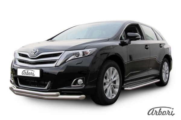 Защита переднего бампера Arbori d76+d57 двойная TOYOTA VENZA 2012-