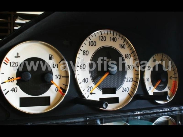 Mercedes W202 C class (93-95) светящиеся шкалы приборов - накладки на циферблаты панели приборов, дизайн № 2