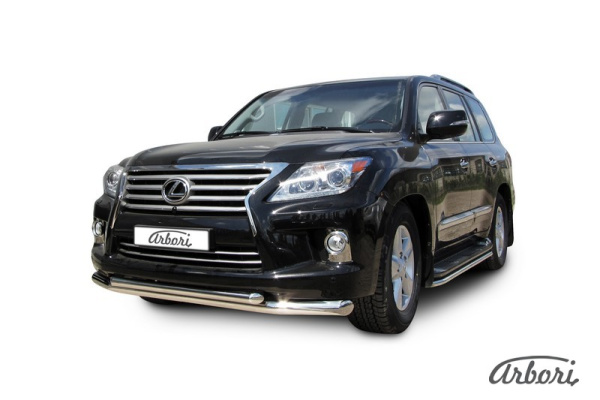 Защита переднего бампера Arbori d76+d57 двойная LEXUS LX-570 2012-
