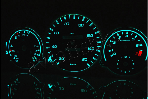 Mercedes W123 светодиодные шкалы (циферблаты) на панель приборов - дизайн 2