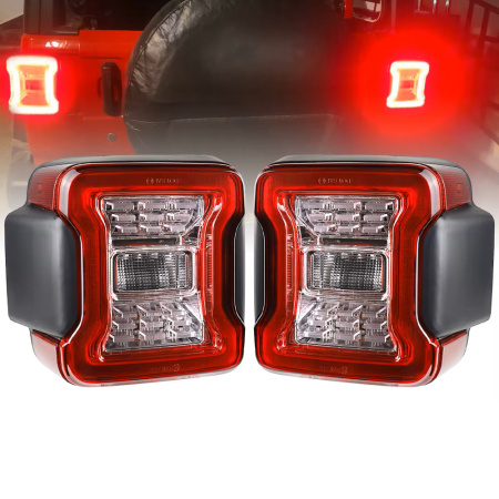 Jeep Wrangler JL RUBICON (18-23) фонари задние светодиодные красно-прозрачные