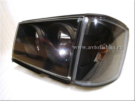 Mercedes W201 190E 190D (82-93) фары передние черные с указателем поворотов, комплект 2 шт.