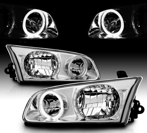 Toyota Camry (авг. 1999-2001) SXV2, MCV20 USA фары передние прозрачные хромированные со светящимися ободками.