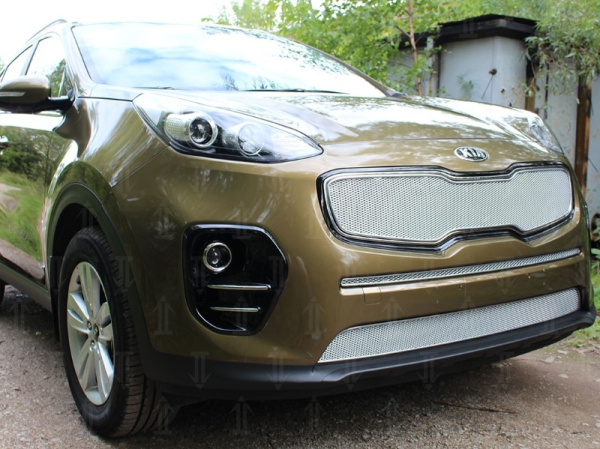 Kia Sportage (16–) Защита радиатора Premium, хром, середина