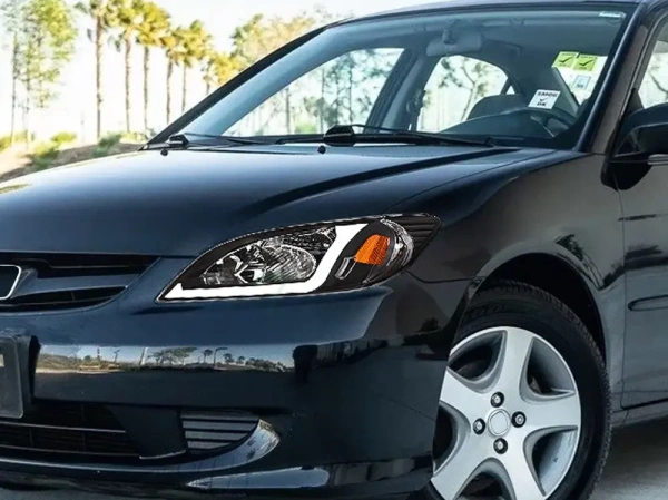 Honda Civic, Ferio (03-05) 4 дверн. седан фары передние линзовые черные, комплект 2 шт.