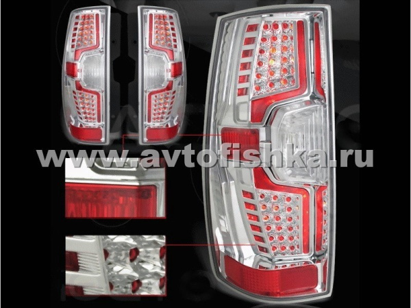 Chevrolet Tahoe, Suburban, GMC Yukon, Denali (07-) фонари задние хромированные, дизайн под светодиоды, комплект 2 шт.