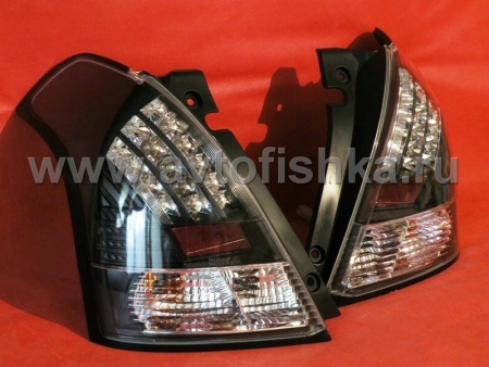 Suzuki Swift (04-) фонари задние светодиодные черно-хромированные, комплект 2 шт.