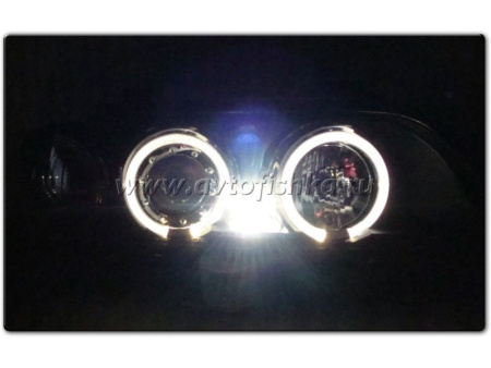 BMW 5 E39 (95-) фары передние линзовые черные, со светящимися ободками, с моторами электрокорректора, комплект 2 шт.