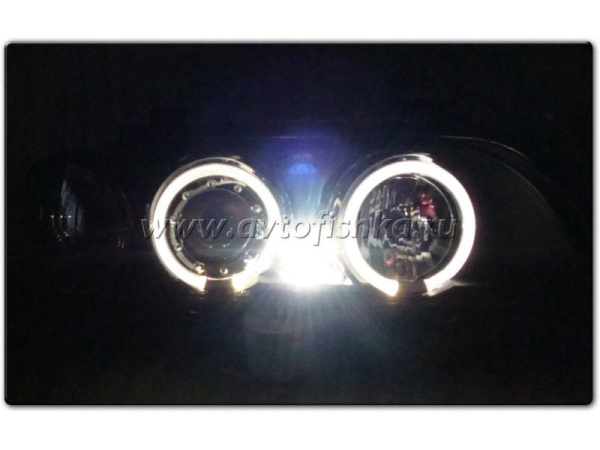 BMW 5 E39 (95-) фары передние линзовые черные, со светящимися ободками, с моторами электрокорректора, комплект 2 шт.