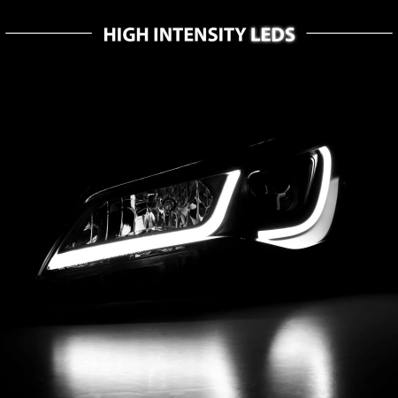 Toyota Camry XV55 рестайл (2015-2017) передние тюнинговые фары с линзами и ДХО, черные