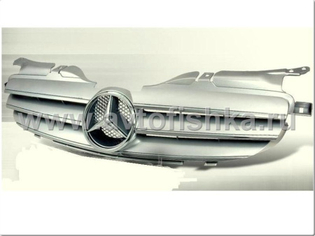 Mercedes SLK R170 (98-04) решетка радиатора 3 ламели, дизайн SL, серебристая