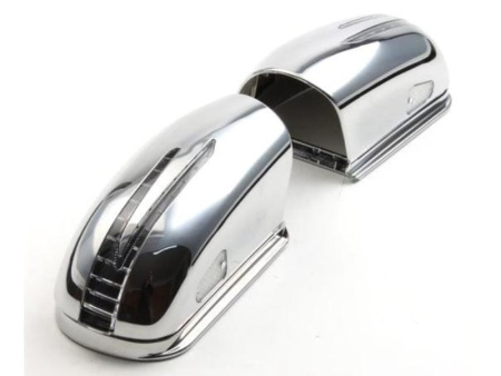 Mercedes W220, W215 хромированные корпуса боковых зеркал, со светодиодными поворотниками и подсветкой Welcome, дизайн SL-class, комплект 2 шт.