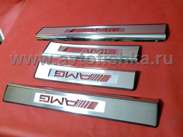 Mercedes C-class W203 накладки порогов дверных проемов из нержавеющей стали с надписью "AMG", комплект 4 шт.