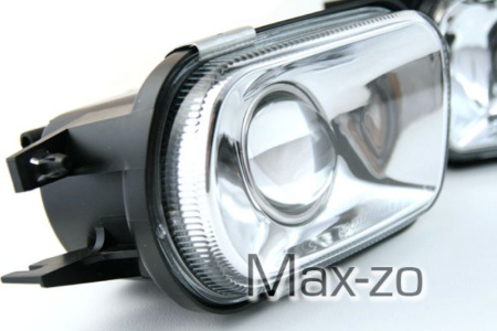 Mercedes C-class W203 (01-03) фары линзовые противотуманные хромированные, комплект 2 шт.
