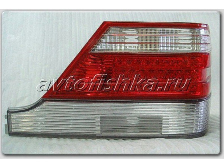 Mercedes S W140 (92-99) фонари задние светодиодные красно-хромированные, с центральным молдингом, комплект 2 шт.