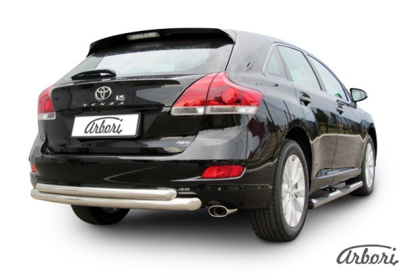Защита заднего бампера Arbori d76+d57 двойная радиусная TOYOTA VENZA 2012-