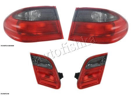 Mercedes E W210 фонари задние красно-тонированные, комплект лев.+ прав.