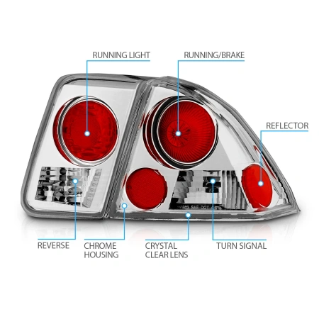 Honda Civic (00-03) седан фонари (стопы) задние хромированные