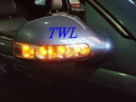 Mercedes R170 SLK (98-04) накладки на боковые зеркала, под покраску, со светодиодными поворотниками, комплект 2 шт.