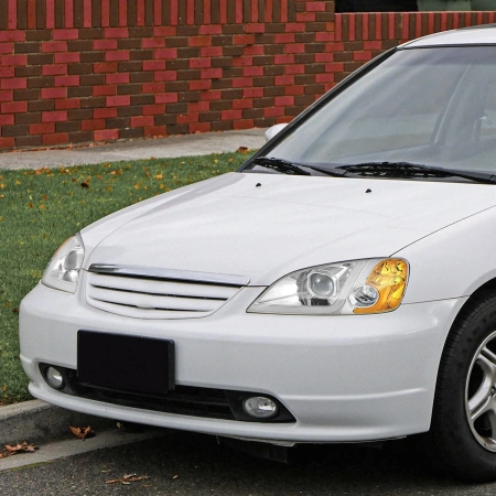 Honda Civic (01-03) 2, 4 дв. фары передние линзовые хромированные, со светящимися ободками, комплект 2 шт.