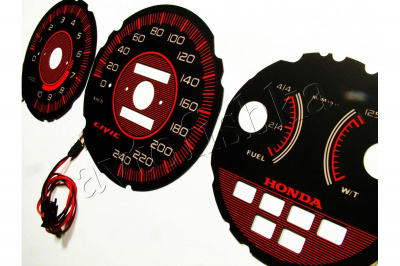 Honda Civic (92-95) светодиодные шкалы (циферблаты) на панель приборов - дизайн 2