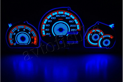 Ford Fiesta MK4 светодиодные шкалы (циферблаты) на панель приборов - дизайн 1