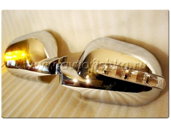 Mercedes ML W163 (98-01) корпуса боковых зеркал хромированные, со светодиодными поворотниками, комплект 2 шт.
