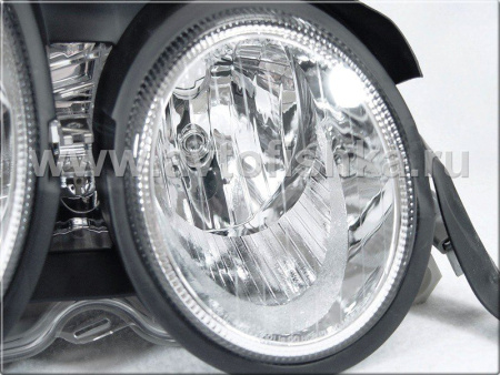 Mercedes E W210 (95-99) фары передние линзованные хромированные ксеноновые, комплект 2 шт.