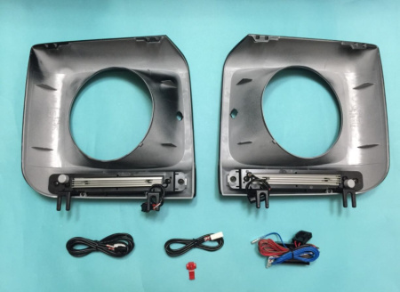 Mercedes G-class W463 (1989-2013) рамки передних фар с фонарями DRL, под покраску, полный установочный комплект