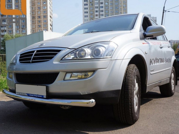 SsangYong Kyron (07–) Защита переднего бампера одинарная d 76 мм, нерж.