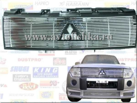 Mitsubishi Pajero IV (06-) решетка радиатора, накладка из хромированной нержавеющей стали.