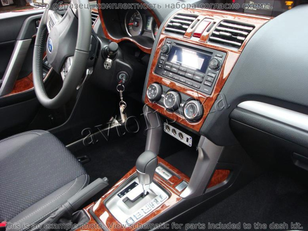 Декоративные накладки салона Subaru Forester 2014-н.в. полный набор, с навигацией.
